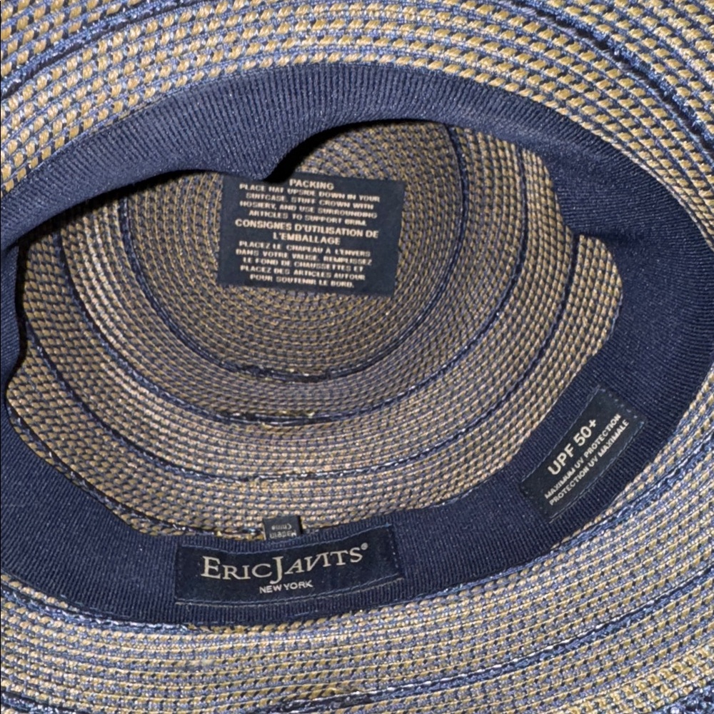 Eric Javits Navy and Tan Woven Bucket Hat - Picture 3 of 4